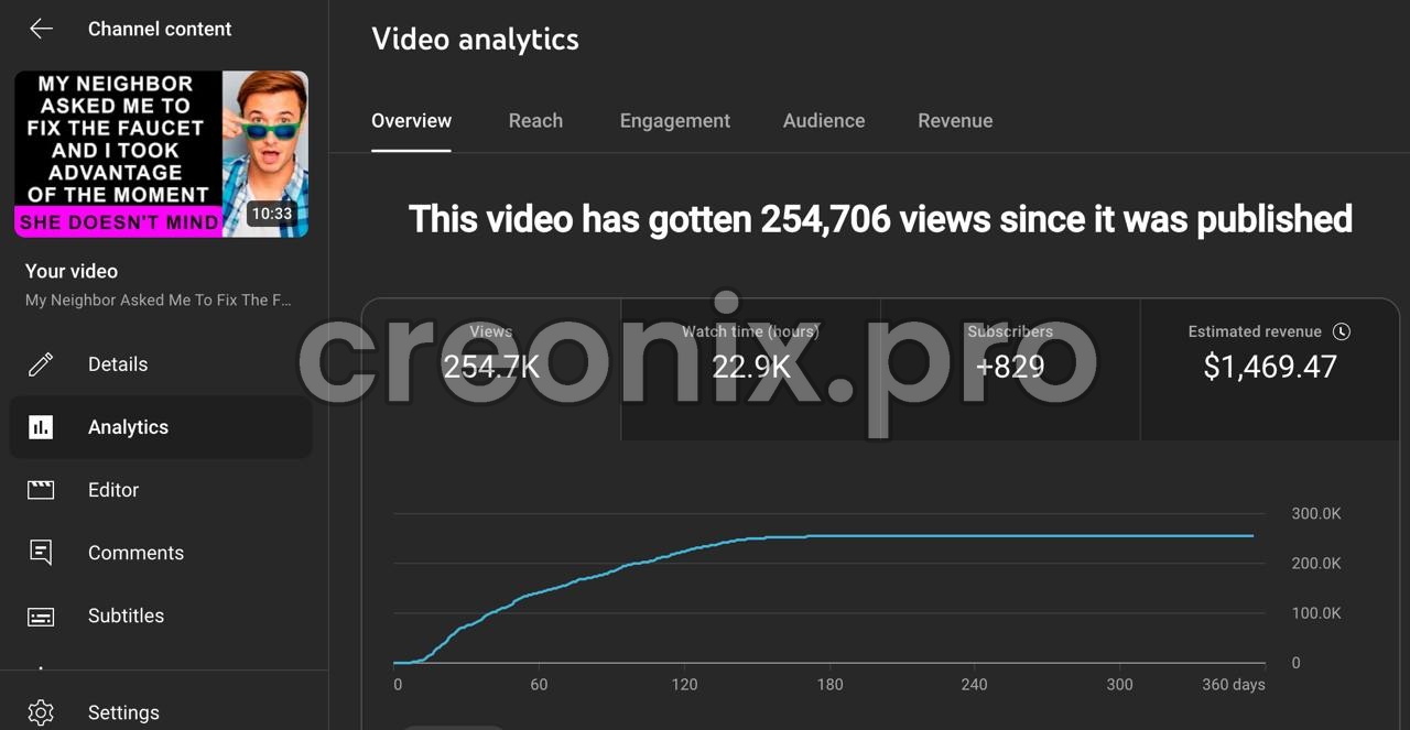YouTube revenue analytics