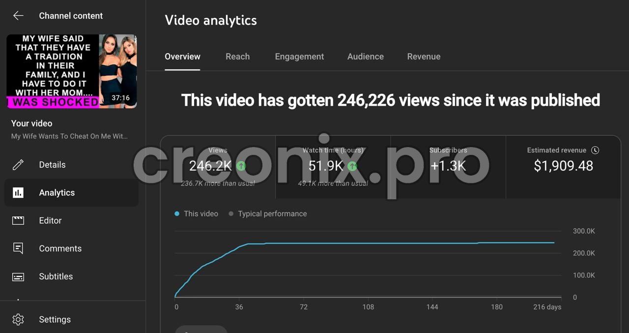 YouTube revenue analytics