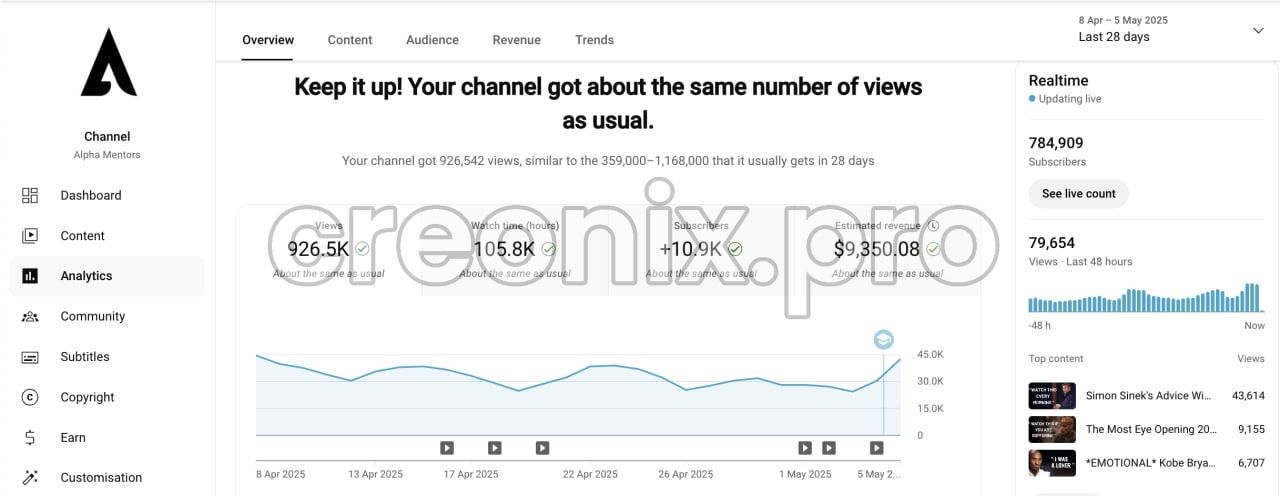 YouTube revenue analytics